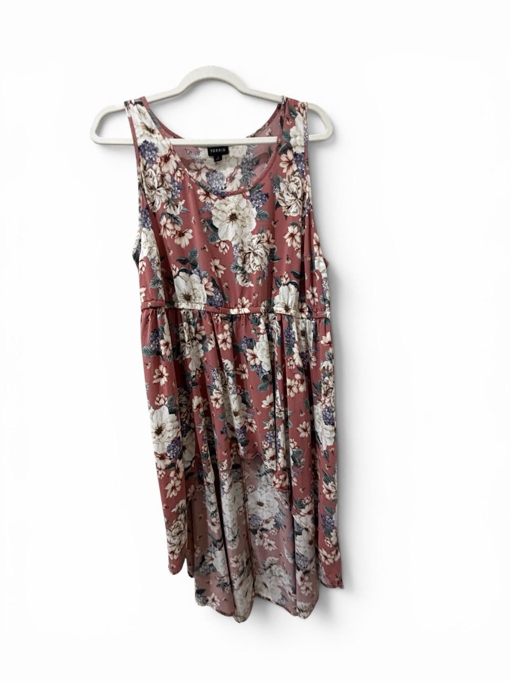 Torrid Size 2 Dusty Rose Floral High-Low Tunic Tank